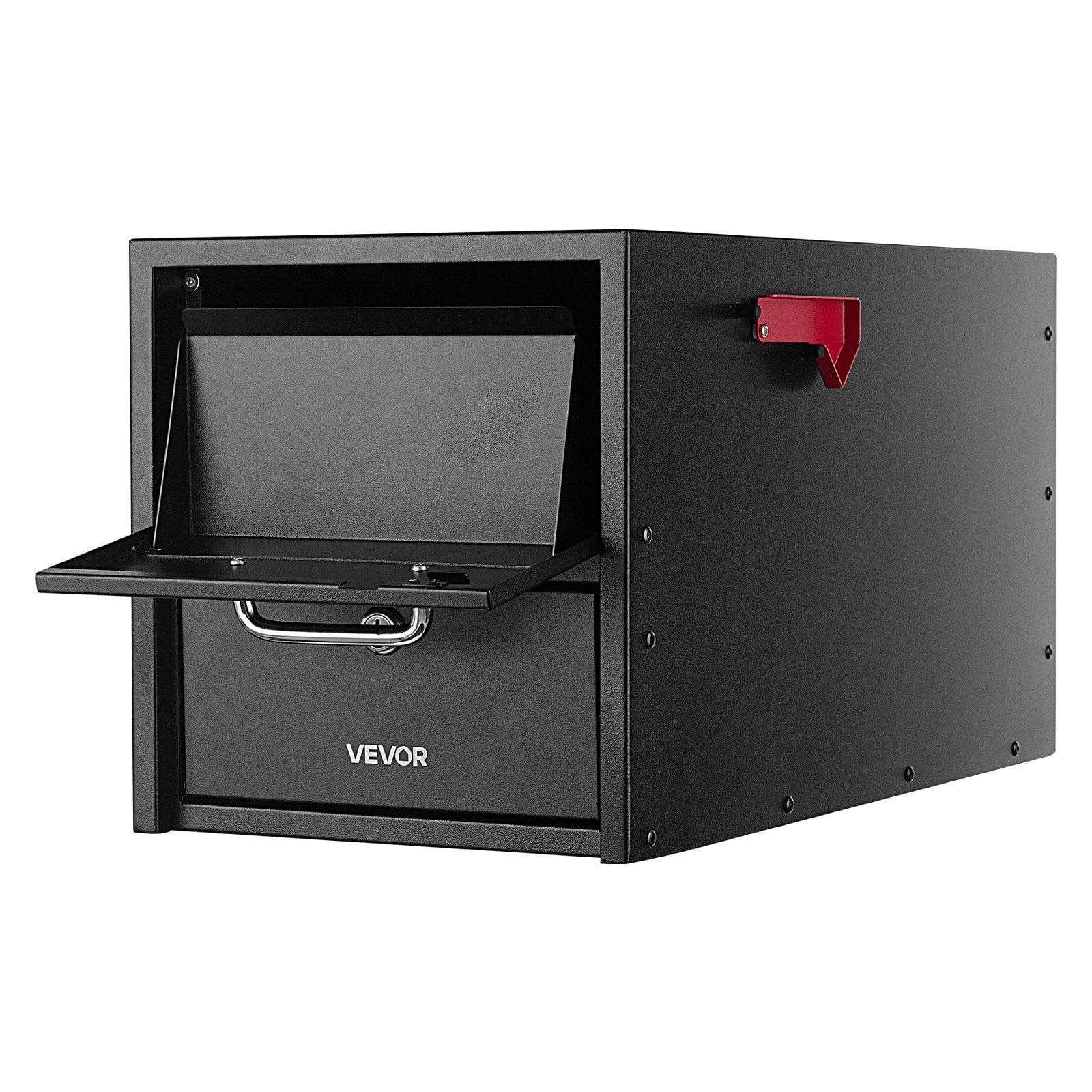 Large Anti-Pry Mailbox for Outdoor Post Mount, Heavy Duty Steel Security Mail Box with Key Lock and Magnetic Door, Weather Resistant Finish for House or Street Side 21.06 x 10.63 x 11.22 In