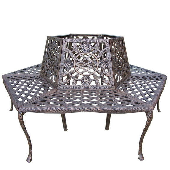 Large Antique Bronze Rose Cast Aluminum Metal Tree Bench