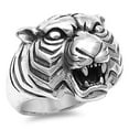 thumbnail image 1 of Large Antiqued Tiger Head Animal Ring .925 Sterling Silver Band Jewelry Female Male Unisex Size 9, 1 of 4