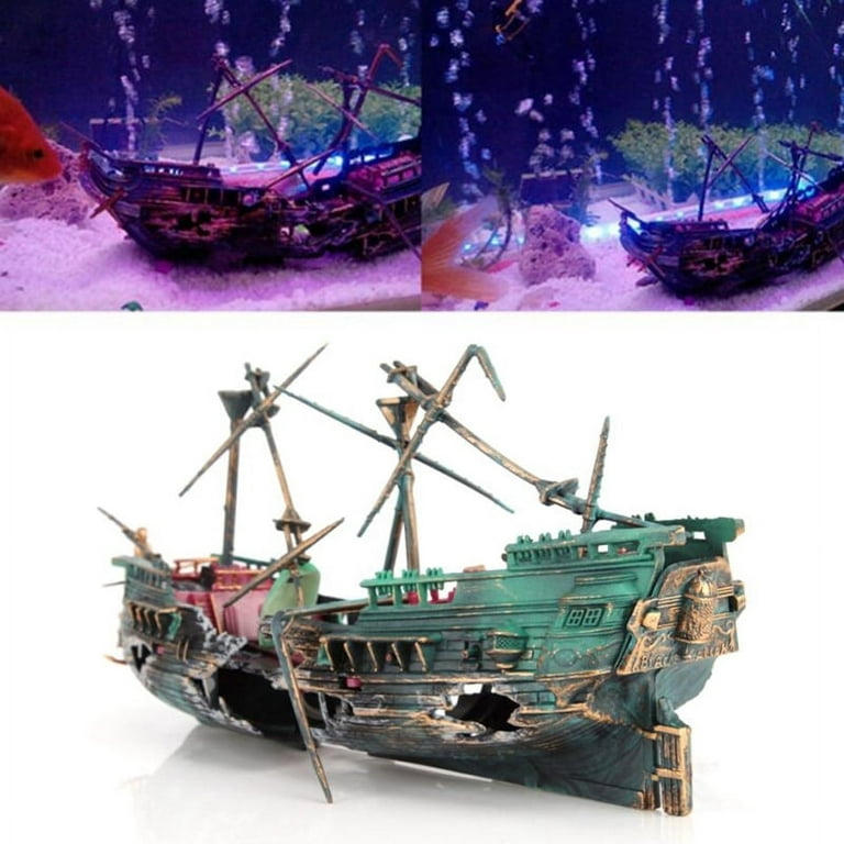 Aquarium Resin Ornament Pirate Ship Wreck Ship Decor Boat