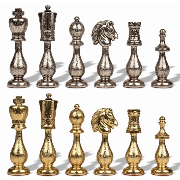 Large Arabesque Contemporary Staunton Metal Chess Set by Italfama