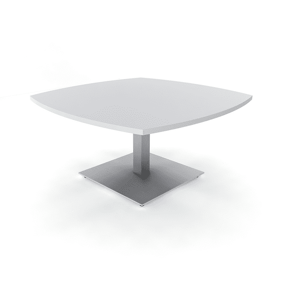 Large Arc Boat Shaped Office Coffee Table With Square Metal Base 45X45
