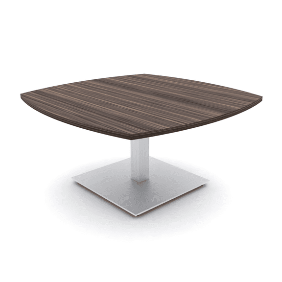 Large Arc Boat Shaped Office Coffee Table With Square Metal Base 45X45