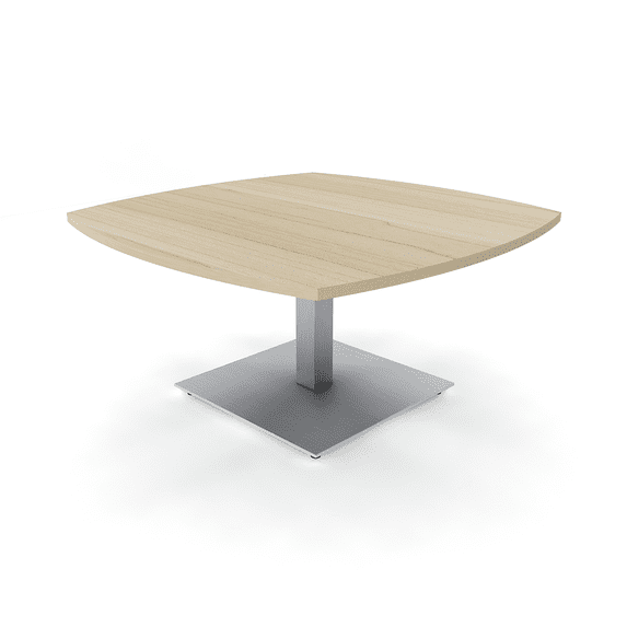 Large Arc Boat Shaped Office Coffee Table With Square Metal Base 45X45