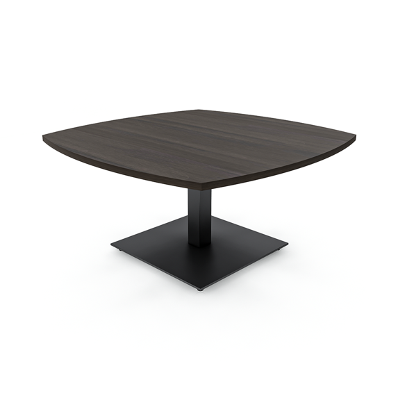 Large Arc Boat Shaped Office Coffee Table With Square Metal Base 45X45