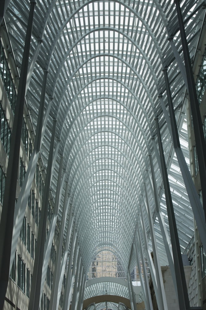 Large Arched Glass And Metal Domed Ceiling Toronto Ontario Canada Canvas Art - Michael Interisano Design Pics (12 x 19)