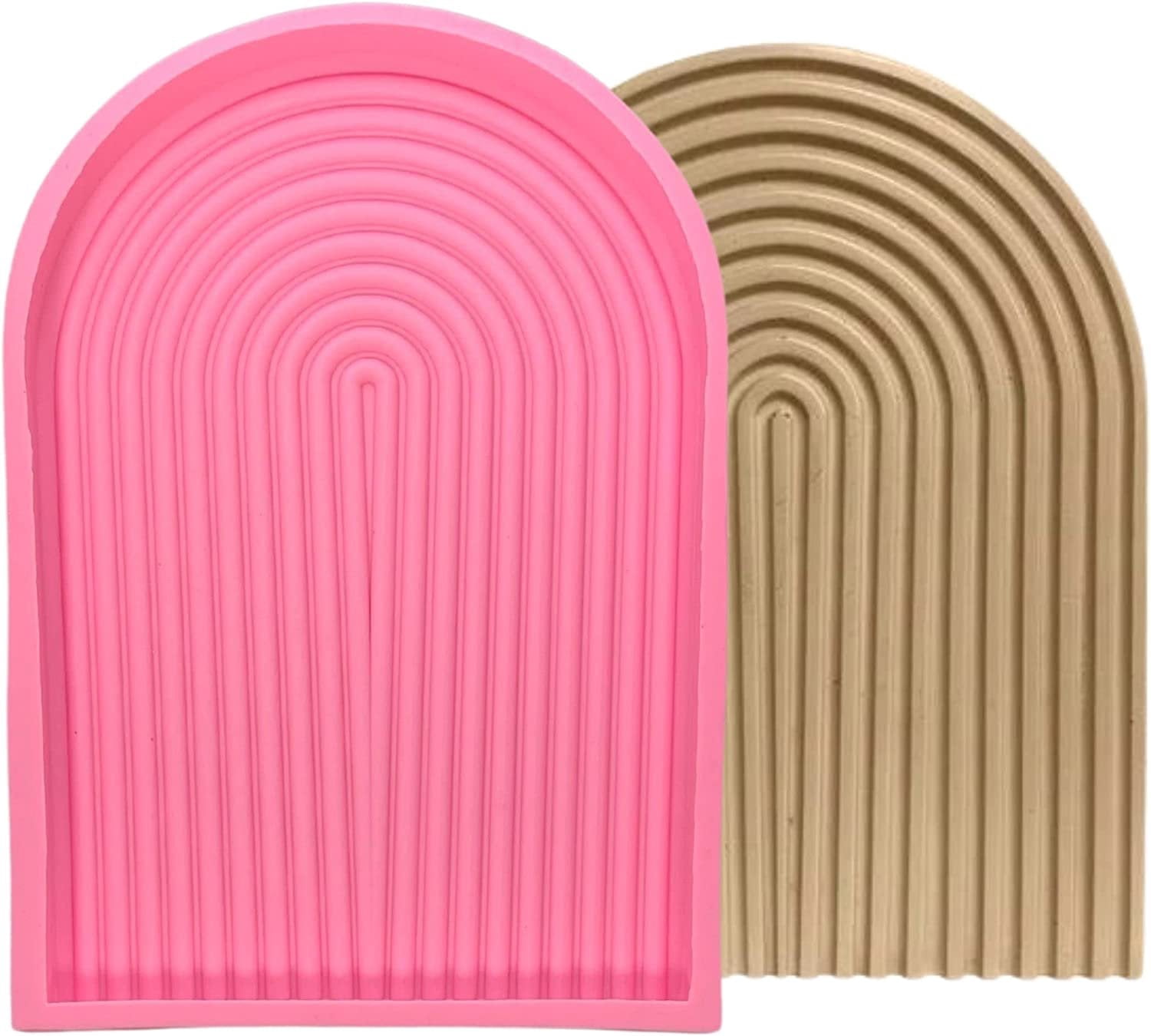 Large Arched Rainbow Silicone Resin Tray Mold  for Making Home Decor Resin Casting Mold Resin Terrazzo Decor  0.8" inches Deep x 8.75" inches Tall x 12.6" inches Wide  XL Pink Mold
