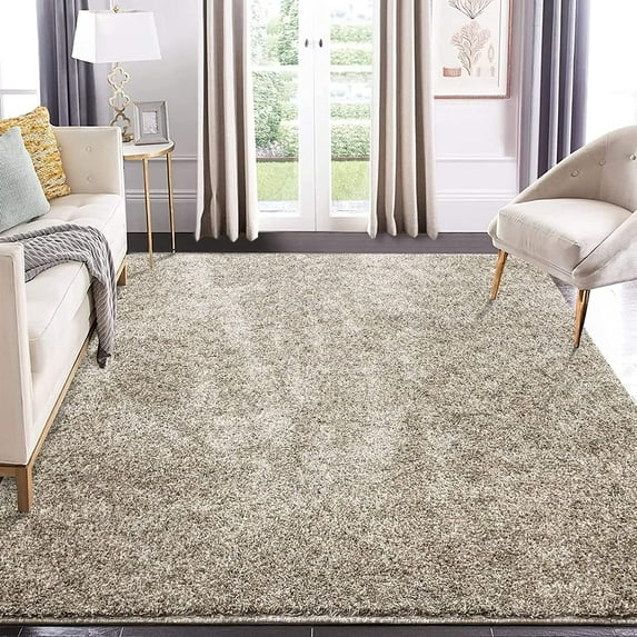 Large Area Rug 11x15 Modern Solid Shaggy Rug Soft Fluffy Indoor Rugs for Living Room Dorm Kids Room Non-Slip Thick Floor Carpet Faux Fur Floor Cover for Bedroom Nursery Home Decor, Natural