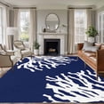 thumbnail image 1 of Large Area Rug 5'x8',Coral Navy Blue Non-slip Runner Carpet for Living Room/Bedroom/Office,Coastal Ocean Marine Nautical Beach Outdoor Indoor Rectangle Area Rugs Floor Mat for Kitchen/Dining Room, 1 of 9