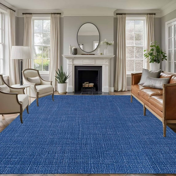 Large Area Rug 5'x8', Navy Blue Non-slip Runner Carpet for Living Room/Bedroom/Office, Vintage Country Monochrome Farmhouse Outdoor Indoor Rectangle Area Rugs Floor Mat for Kitchen/Dining Room
