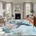 thumbnail image 1 of Large Area Rug 8'x10', Coastal Octopus Non-slip Runner Carpet for Living Room/Bedroom/Office, Summer Beach Vintage Ocean Coral Outdoor Indoor Rectangle Area Rug Floor Mat for Kitchen/Dining Room, 1 of 9