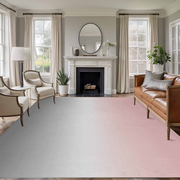 Large Area Rug 8'x10',Gradient Pink Grey Non-slip Runner Carpet for Living Room/Bedroom/Office,Modern Abstract Color Ombré Art Outdoor Indoor Rectangle Area Rug Floor Mat for Kitchen/Dining Room
