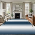 thumbnail image 1 of Large Area Rug 8'x10', Ombre Dark Blue Non-slip Runner Carpet for Living Room/Bedroom/Office, Gradient White Abstract Minimalist Stripe Outdoor Indoor Area Rug Floor Mat for Kitchen/Dining Room, 1 of 9