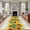 thumbnail image 1 of Large Area Rug 8'x10', Sunflower Brown Non-slip Runner Carpet for Living Room/Bedroom/Office, Retro Southwest Country Plant Leaf Floral Outdoor Indoor Area Rug Floor Mat for Kitchen/Dining Room, 1 of 9