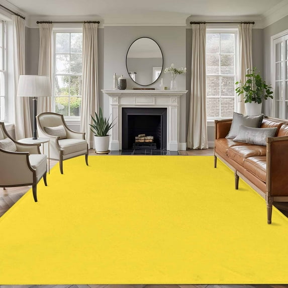 Large Area Rug 8'x10', Yellow Non-slip Runner Carpet for Living Room ...
