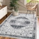 Large Area Rug 8x10 Washable Non Slip Vintage Floor Carpet Ultra Thin Soft Distressed Floral Living Room Rug Medallion Print Non Shedding Throw Rug for Nursery Playroom Decor, Grey