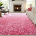 thumbnail image 1 of Large Area Rug 9x12 Washable Rug Pink Ombre Rug Distressed Abstract Rug with Non Slip Backing, Modern Medallion Rug, Stain Resistant Low Pile Thin Rug for Living Room Bedroom, 1 of 8