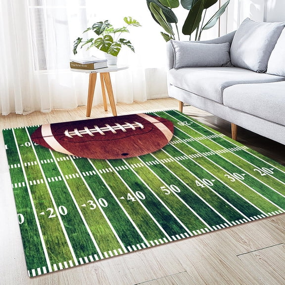Large Area Rug with Rugby American Football Pattern - 5' x 6' for Living Room, Bedroom, and Home Decor