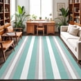 thumbnail image 1 of Large Area Rugs 5'x8', Aqua Grey Stripe Carpet Runner Indoor Outdoor Rugs Home Decor Aesthetic, Minimalist Farmhouse Striped Non Slip Mats Washable Accent Rug for Living Room Bedroom, 1 of 8