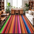 thumbnail image 1 of Large Area Rugs 5'x8', Mexican Style Carpet Runner Indoor Outdoor Rugs Home Decor Aesthetic, Colorful Mexico Stripes Orange Red Non Slip Mats Washable Accent Rug for Living Room Bedroom, 1 of 8