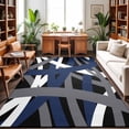 thumbnail image 1 of Large Area Rugs 5'x8', Navy Blue Black Geometric Carpet Runner Indoor Outdoor Rugs Home Decor Aesthetic, Modern Art Abstract Grey Line Non Slip Mats Washable Accent Rug for Living Room Bedroom, 1 of 8