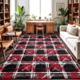 thumbnail image 1 of Large Area Rugs 5'x8', Red Geometric Carpet Runner Indoor Outdoor Rugs Home Decor Aesthetic, Black White Boho Non Slip Mats Washable Accent Rug for Living Room Bedroom, 1 of 8