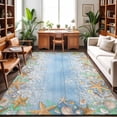 thumbnail image 1 of Large Area Rugs 5'x8', Summer Beach Starfish Carpet Runner Indoor Outdoor Rugs Home Decor Aesthetic, Blue Coastal Ocean Conch Wood Grain Non Slip Mats Washable Accent Rug for Living Room Bedroom, 1 of 8