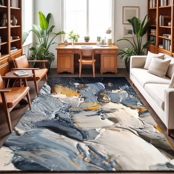 Large Area Rugs 6'x9', Abstract Ombre Carpet Runner Indoor Outdoor Rugs Home Decor Aesthetic, Modern Farmhouse Chic Oil Painting Non Slip Mats Washable Accent Rug for Living Room Bedroom