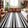 thumbnail image 1 of Large Area Rugs 6'x9', Black Gray Striped Carpet Runner Indoor Outdoor Rugs Home Decor Aesthetic, Contemporary Minimalist Lines Art Non Slip Mats Washable Accent Rug for Living Room Bedroom, 1 of 8