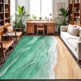 thumbnail image 1 of Large Area Rugs 6'x9', Green Coastal Beach Carpet Runner Indoor Outdoor Rugs Home Decor Aesthetic, Summer Nautical Ocean Beige Seaside Non Slip Mats Washable Accent Rug for Living Room Bedroom, 1 of 8