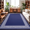 thumbnail image 1 of Large Area Rugs 6'x9', Navy Blue Geometric Carpet Runner Indoor Outdoor Rugs Home Decor Aesthetic, White Greek Key Farmhouse Non Slip Mats Washable Accent Rug for Living Room Bedroom, 1 of 8