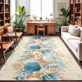 thumbnail image 1 of Large Area Rugs 8'x10', Beach Coastal Beige Carpet Runner Indoor Outdoor Rugs Home Decor Aesthetic, Nautical Shell Starfish Coral Summer Non Slip Mats Washable Accent Rug for Living Room Bedroom, 1 of 8