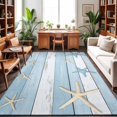 thumbnail image 1 of Large Area Rugs 8'x10', Blue Coastal Carpet Runner Indoor Outdoor Rugs Home Decor Aesthetic, Retro Summer Beach Nautical Starfish Non Slip Mats Washable Accent Rug for Living Room Bedroom, 1 of 8