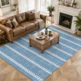 thumbnail image 1 of Large Area Rugs 8'x10', Blue Striped Carpet Runner Indoor Outdoor Rugs Home Decor Aesthetic, Retro Farmhouse Simple Lines Art Non Slip Mats Washable Accent Rug for Living Room Bedroom, 1 of 8