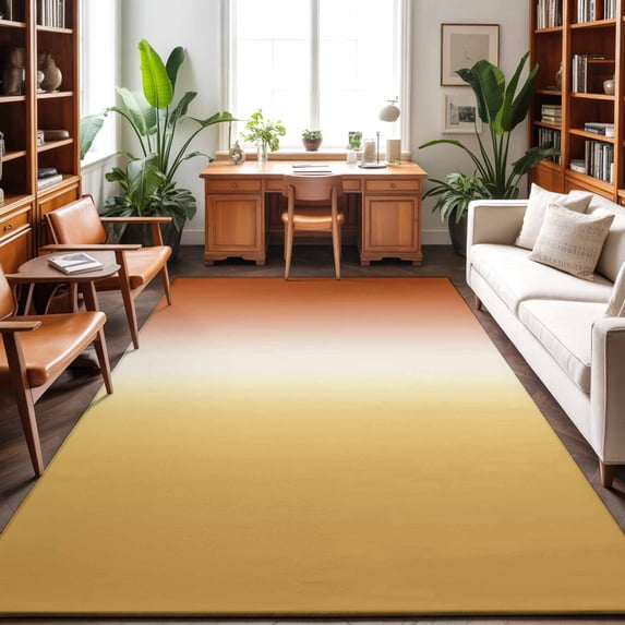 Large Area Rugs 8'x10', Burnt Orange Yellow Ombre Carpet Runner Indoor Outdoor Rugs Home Decor Aesthetic, Contemporary Art Abstract Aesthetics Non Slip Mats Accent Rug for Living Room Bedroom