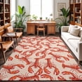 thumbnail image 1 of Large Area Rugs 8'x10', Coastal Lobster Carpet Runner Indoor Outdoor Rugs Home Decor Aesthetic, Summer Beach Ocean Marinelifes Red Brown Non Slip Mats Washable Accent Rug for Living Room Bedroom, 1 of 8