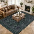 thumbnail image 1 of Large Area Rugs 8'x10', Dark Green Boho Carpet Runner Indoor Outdoor Rugs Home Decor Aesthetic, Retro Ethnic Tribe Abstract Art Non Slip Mats Washable Accent Rug for Living Room Bedroom, 1 of 7