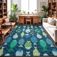 thumbnail image 1 of Large Area Rugs 8'x10', Deep Green Fishes Carpet Runner Indoor Outdoor Rugs Home Decor Aesthetic, Cartoon Coastal Ocean Fish Striped Non Slip Mats Washable Accent Rug for Living Room Bedroom, 1 of 8