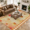 thumbnail image 1 of Large Area Rugs 8'x10', Maple Leaves Fall Carpet Runner Indoor Outdoor Rugs Home Decor Aesthetic, Thanksgiving Rustic Orange Plaid Non Slip Mats Washable Accent Rug for Living Room Bedroom, 1 of 8