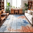 thumbnail image 1 of Large Area Rugs 8'x10', Orange Navy Blue Coral Carpet Runner Indoor Outdoor Rugs Home Decor Aesthetic, Summer Beach Coastal Ocean Wooden Non Slip Mats Washable Accent Rug for Living Room Bedroom, 1 of 8