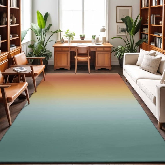 Large Area Rugs 8'x10', Orange Yellow Green Ombre Carpet Runner Indoor Outdoor Rugs Home Decor Aesthetic, Modern Art Aesthetics Abstract Non Slip Mats Washable Accent Rug for Living Room Bedroom
