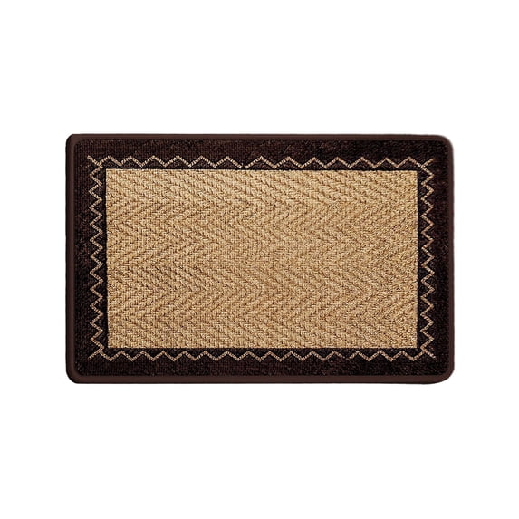 Large Area Rugs for Bedroom Living Room, Coffee Brown Greek Key Non Slip Carpet Bedside Rug, Thick Polypropylene Standing Mat for Home Machine Washable for Office, 40x60 cm