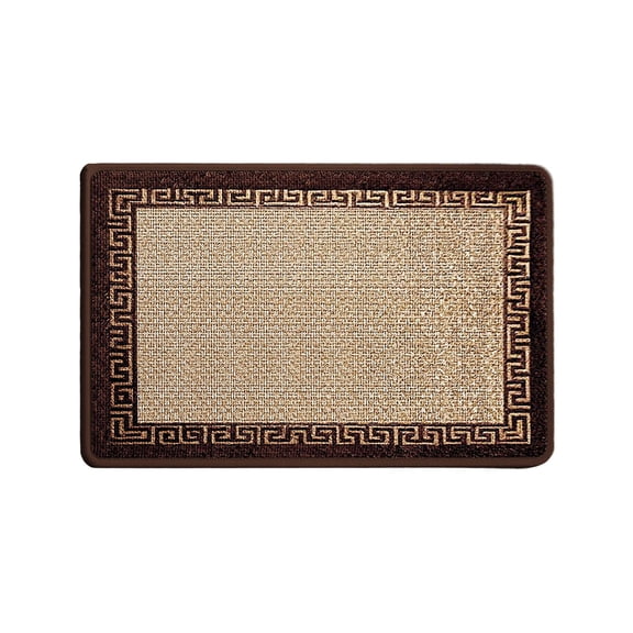 Large Area Rugs for Bedroom Living Room, Coffee Brown Greek Key Non Slip Carpet Bedside Rug, Thick Polypropylene Standing Mat for Home Machine Washable for Office, 40x60 cm