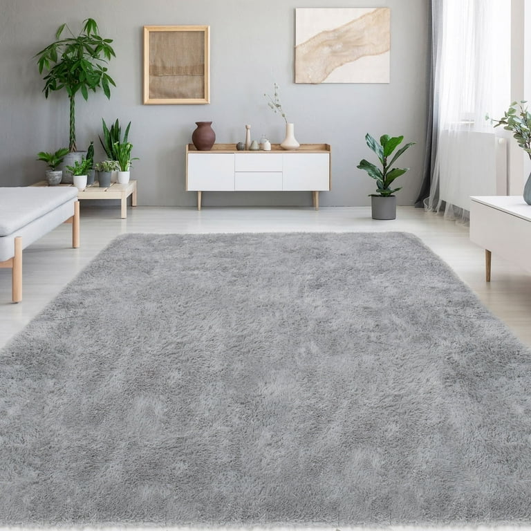 Qunler Large Area Rug, 5ft x 8ft Modern Shag Rug for Living Room