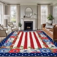 thumbnail image 1 of Large Area Rugs for Living Room Bedroom, 4th of July 6'x9' Rug Washable Carpet Runner Indoor Outdoor, Independence Day Red Blue Poppy Flower Stripe Non Slip Floor Mats Rug for Kitchen, Playroom, 1 of 8