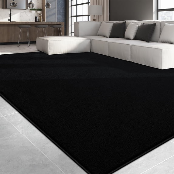 Large Area Rugs For Living Room Bedroom 6x9 Feet Black Rug Minimalist Modern Shag Soft Thick Comfy Memory Foam Indoor Carpet Non-slip Washable Dorm Home Decor