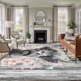 thumbnail image 1 of Large Area Rugs for Living Room Bedroom, Black Cow Floral 5'x8' Rug Washable Carpet Runner Indoor Outdoor, Grey Ombre Farmhouse Animals Non Slip Floor Mats Rug for Kitchen, Bathroom, 1 of 8