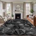 thumbnail image 1 of Large Area Rugs for Living Room Bedroom, Black Geometric 8'x10' Rug Washable Carpet Runner Indoor Outdoor, Contemporary Minimalism Abstract Pattern Non Slip Floor Mats Rug for Kitchen, Patio, 1 of 8