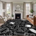 thumbnail image 1 of Large Area Rugs for Living Room Bedroom, Black White Postmarks 5'x8' Rug Washable Carpet Runner Indoor Outdoor, Modern Abstract Lines Motifs Non Slip Floor Mats Rug for Kitchen, Bathroom, 1 of 8