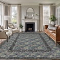thumbnail image 1 of Large Area Rugs for Living Room Bedroom, Blue Boho 5'x8' Rug Washable Carpet Runner Indoor Outdoor, Vintage Ethnic Tribe Abstract Art Floral Non Slip Floor Mats Rug for Kitchen, Bathroom, 1 of 8
